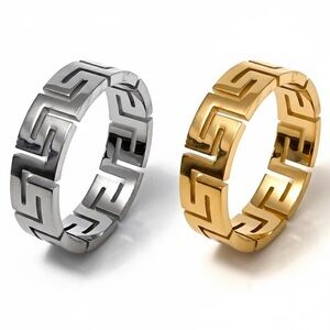 Statement Gold and Silver Geometric Pattern Rings